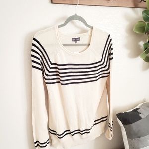 Market & Spruce Off White & Black Stripe Pullover